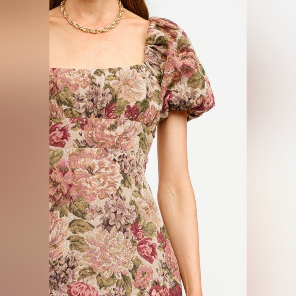 ๐ Floral printed jacquard mini dress - Picture 4 of 10